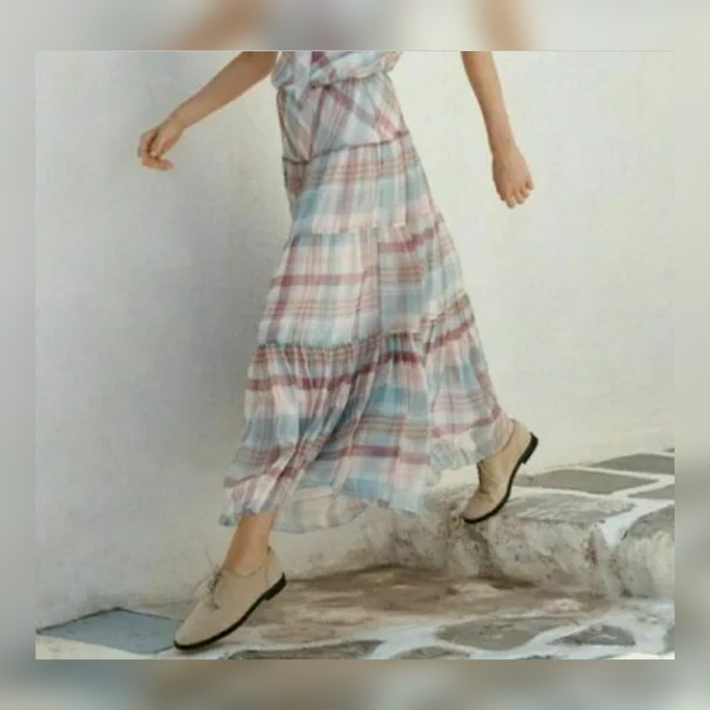 Lauren by Ralph Lauren Maxi Pauldine Plaid Skirt